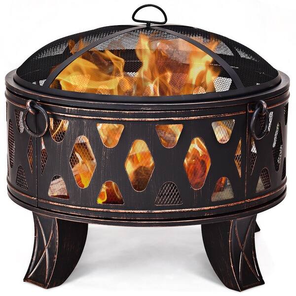 Shop Costway 28 Outdoor Fire Pit Bbq Portable Camping Firepit
