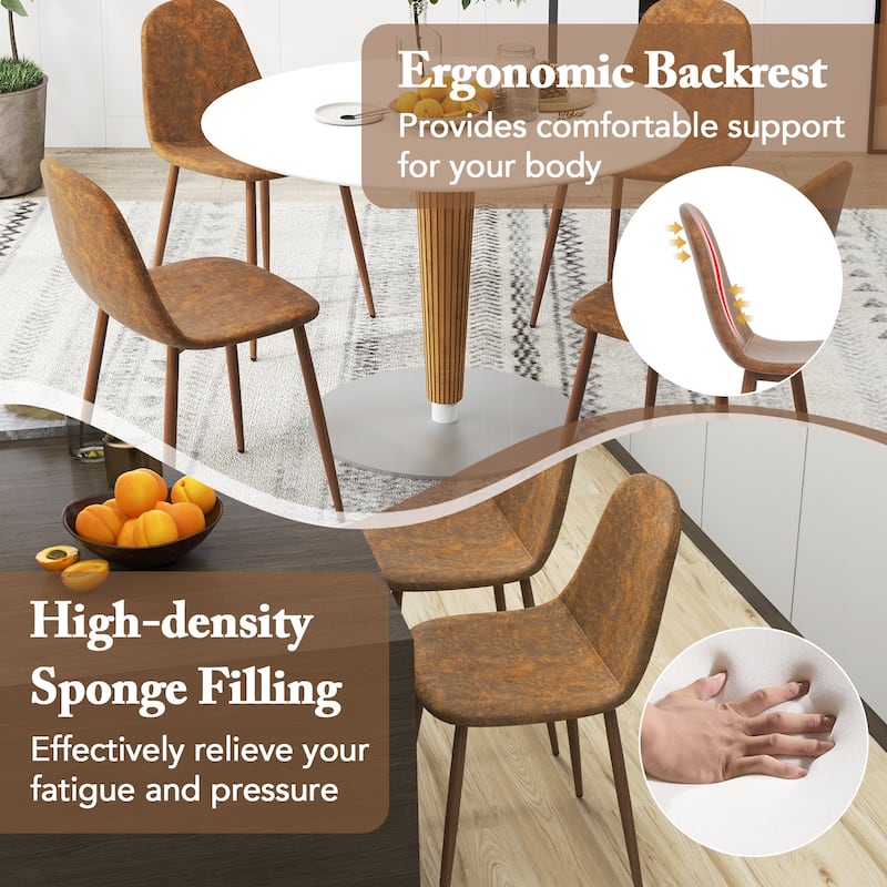 Gymax Dining Chair Set of 4 Faux PU Leather Upholstered Kitchen Chairs