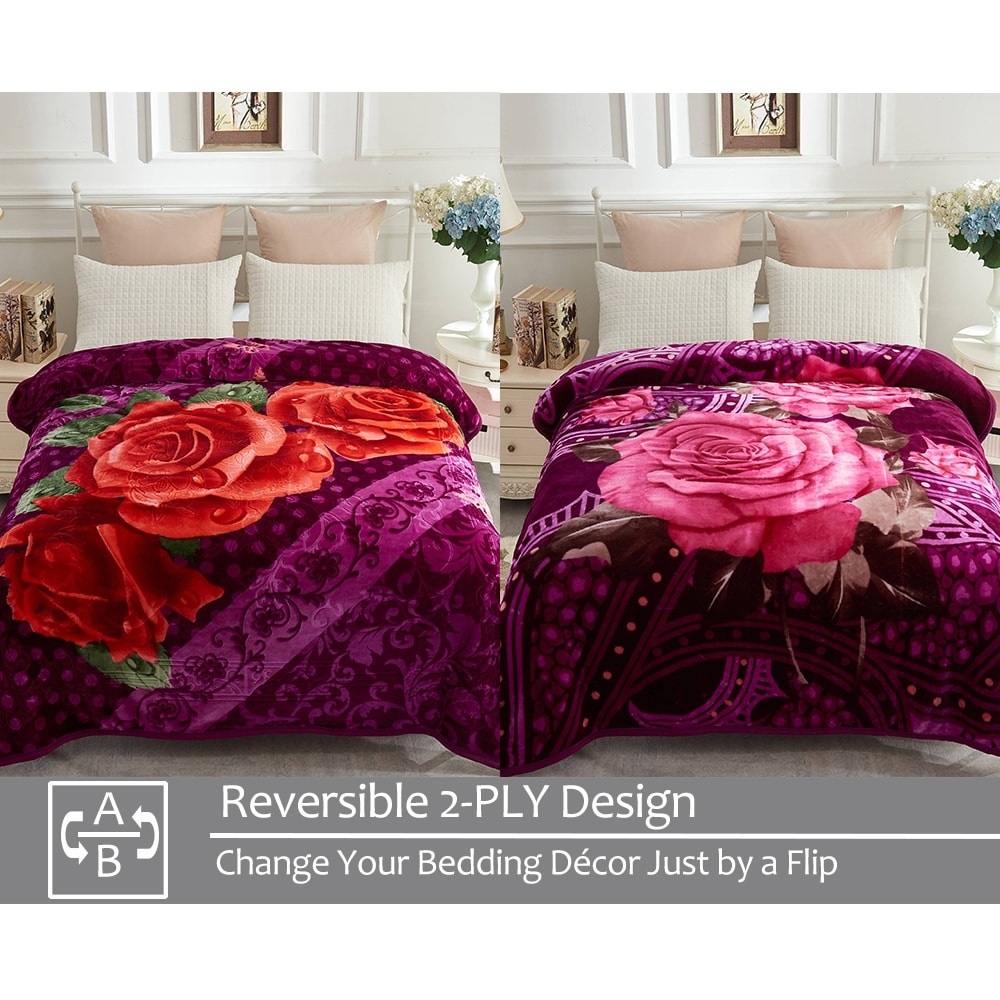 Shop 2 Ply A B Printed Raschel Bed Blanket Korean Style Mink Blanket Overstock 30892766