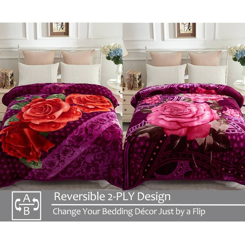 Raschel A&B Printed 2-ply Reversible Korean-style Plush Fleece Blanket
