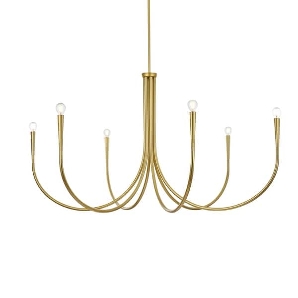 slide 2 of 11, Elegant Lighting LD722D55 Layne 6 Light 55" Wide Taper Candle Style Brass