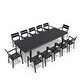 preview thumbnail 18 of 18, 7/9/11/13-Piece Set Outdoor Aluminum Dining Table with Umbrella Hole and Stackable Chairs Black - Set of 13
