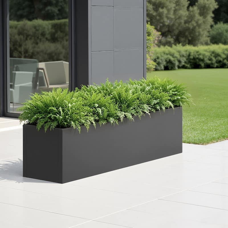 Metal Movable Planter Box with Trellis Privacy Screen Planter Box with Lockable Wheels