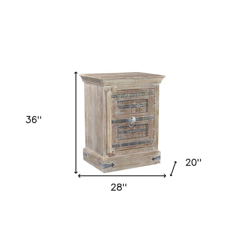 HomeRoots 36" White Solid Wood Distressed Nightstand