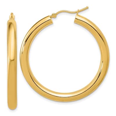 Curata 14k Yellow Gold Polished Polished Hoop Earrings - 40x40mm