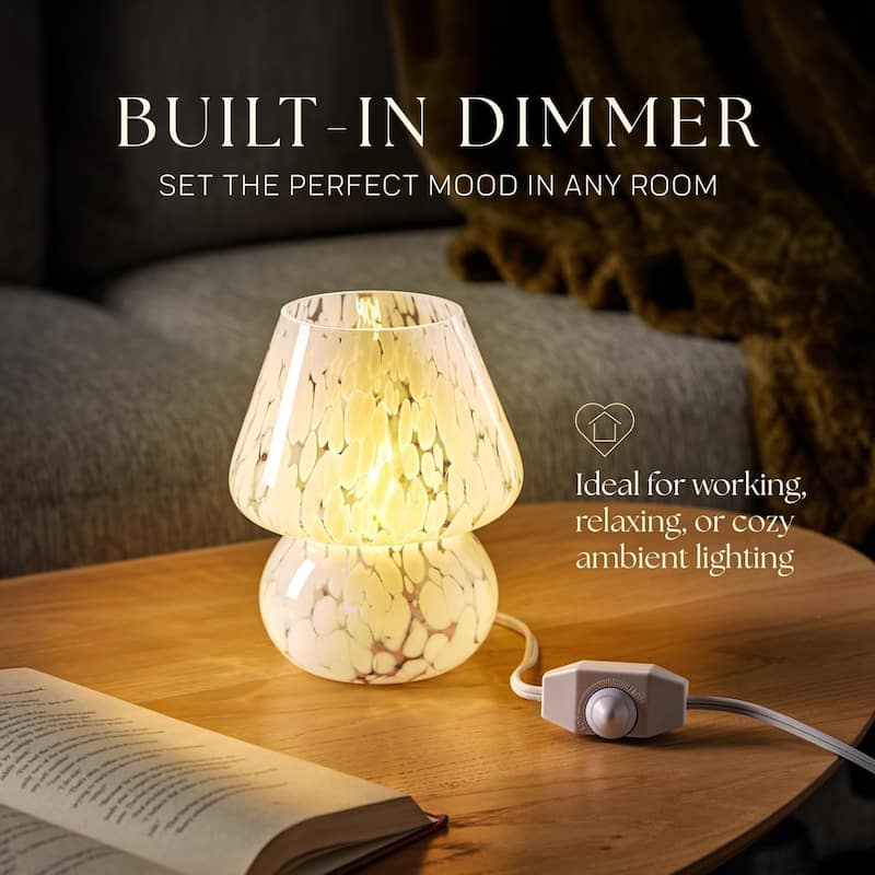Mushroom White Glass Dimmable LED Table Lamp with E26 Socket Modern