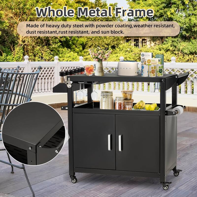 AECOJOY Outdoor Grill Cart Kitchen Storage Cabinets for Patio