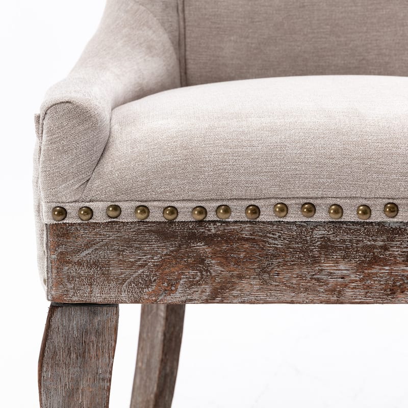 Thickened Fabric Dining Chair with Solid Wood Legs, Set of 2