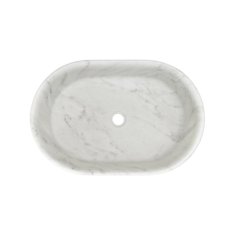 Roomfitters Marble Bathroom Vessel Sink, Natural Stone Countertop Wash Basin, Polished Oval Vanity Sink