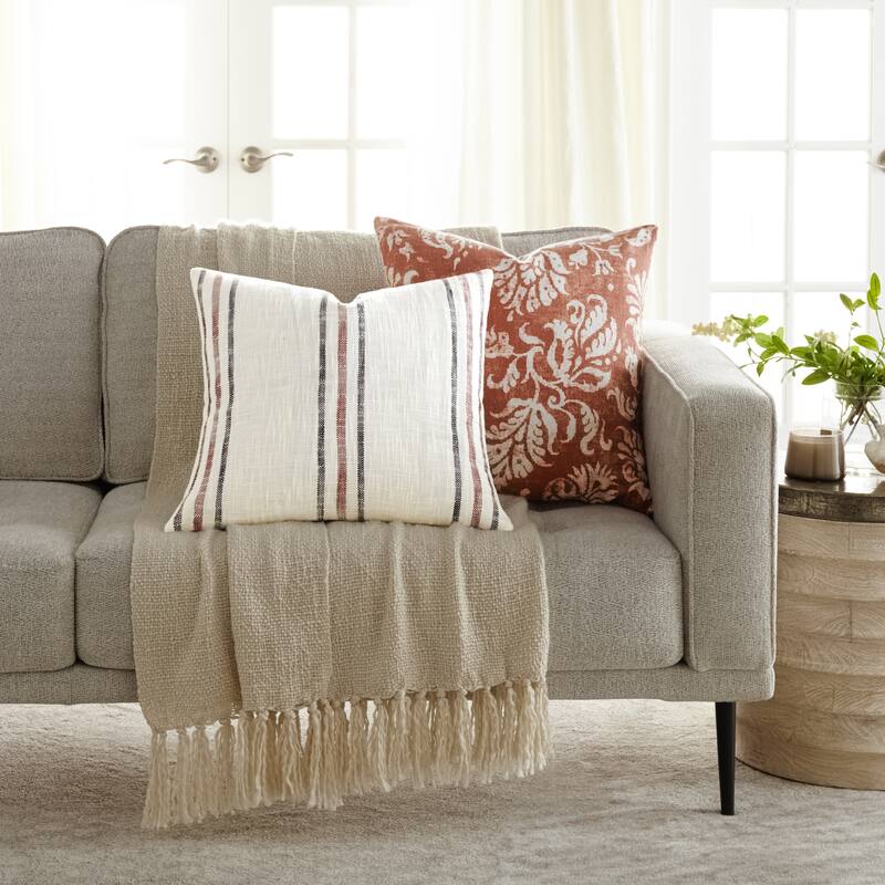 Yarn-Dyed Cotton Decor Throw Pillow in Framed Stripe