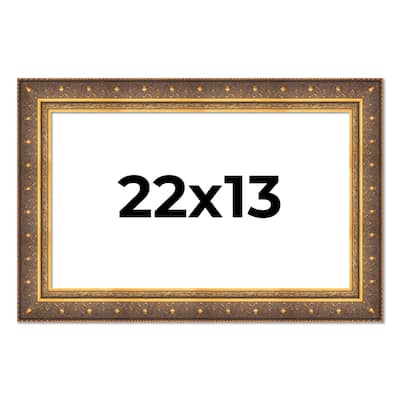 22x13 Frame Vintage Gold Solid Wood Picture Frame | 2.5 Inch Moulding