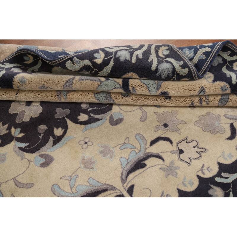 Floral Medallion Art Deco Chinese Area Rug Handmade Wool Carpet - 6'0"x 8'10"