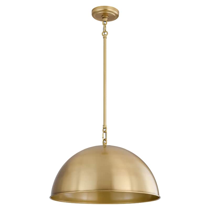 1-Light Industrial Vintage Black/Gold Dome Pendant Light for Kitchen Island