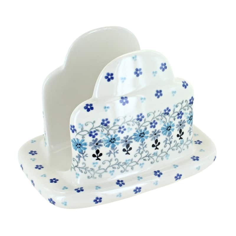 Blue Rose Polish Pottery 487 Ceramika Artystyczna Napkin Holder