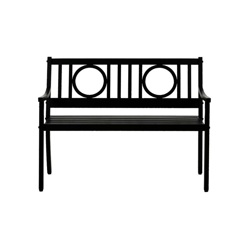 Slatted Steel Outdoor Bench - 45" - Black