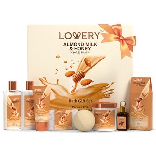 Lovery Bath Gift Set - Almond Milk & Honey Spa - With Handmade Oatmeal