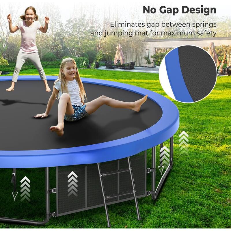 10FT/12FT Upgrade Outdoor Trampoline for Kids and Adults, Pumpkin Trampolines with Curved Poles