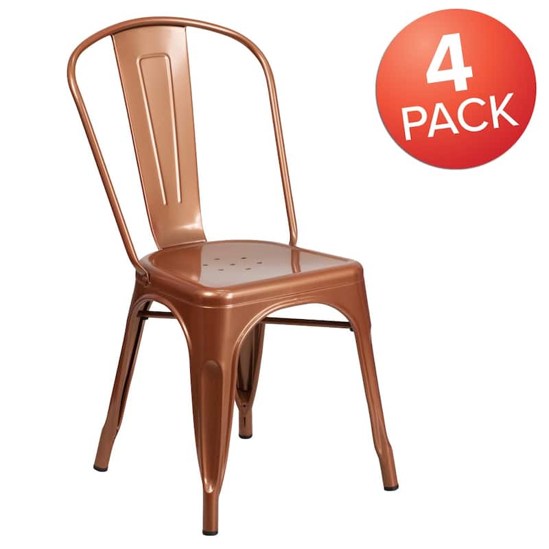 Metal Indoor/ Outdoor Stackable Bistro Chair (Set of 4)