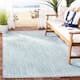 SAFAVIEH Courtyard Carolann Indoor/ Outdoor Waterproof Patio Backyard Rug - 10' Square - Aqua/Grey