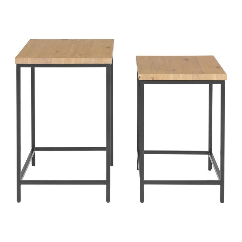 Lavish Home Set of 2 Modern Nesting Tables, Oak