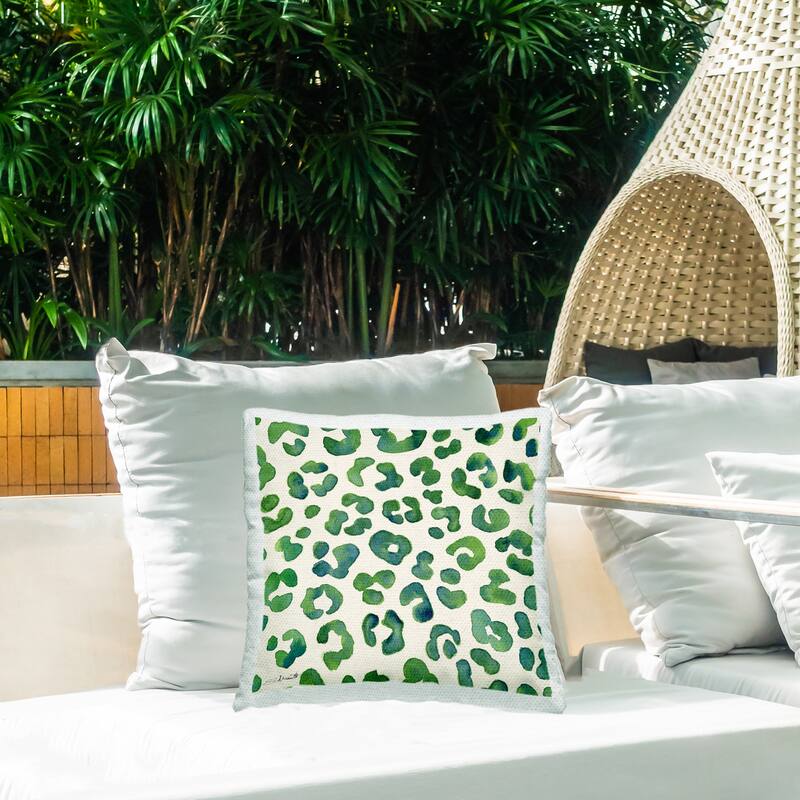 Stupell Green Leopard Animal Pattern Printed Outdoor Throw Pillow Design by Stephanie Workman Marrott