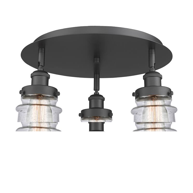 Innovations Lighting Canton - 3 Light 17" Flush Mount - Seedy/Matte Black