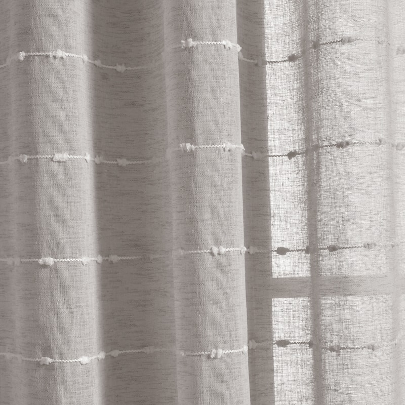 Lush Decor Farmhouse Textured Grommet Sheer Window Curtain Panel Pair