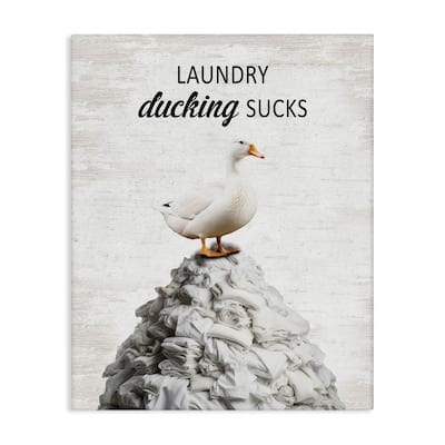 Stupell Duck & Laundry Pile Canvas Wall Art Design By Lettered and Lined