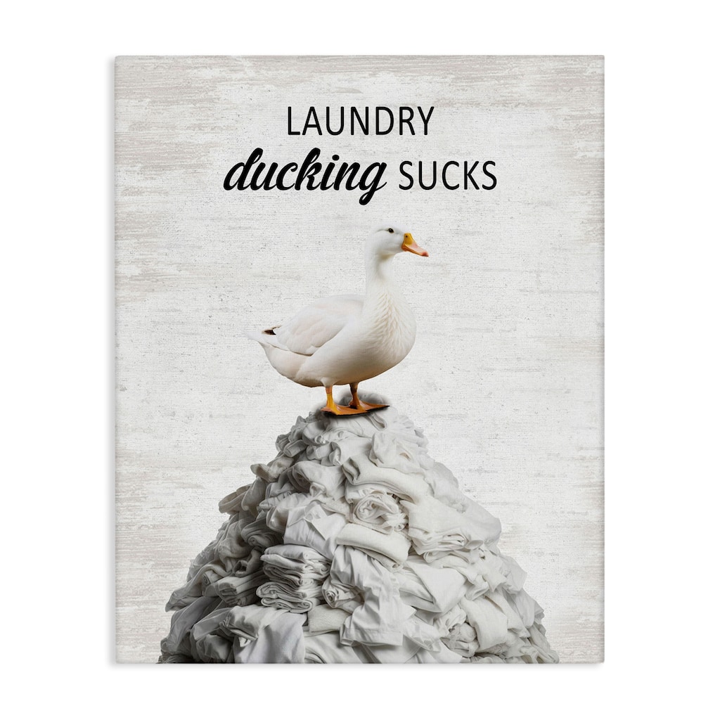 Stupell Duck & Laundry Pile Canvas Wall Art Design By Lettered and Lined