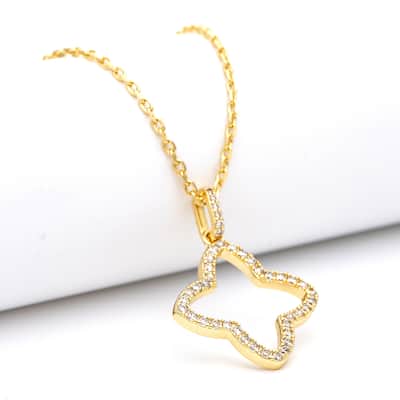 Open CZ Flower Necklace