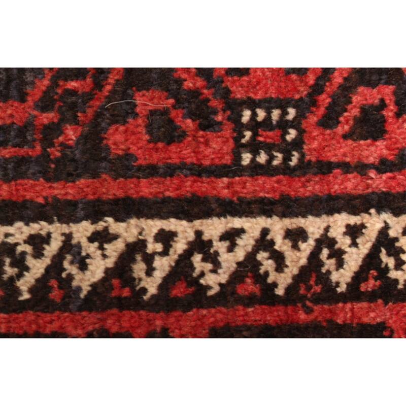 ECARPETGALLERY Hand-knotted Baluch Red Wool Rug - 3'3 x 6'1