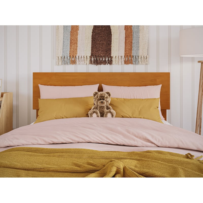 Solid Wood Low Profile Twin Bed - Modern Platform Bed Frame, Light Toffee Finish, Sturdy & Stylish