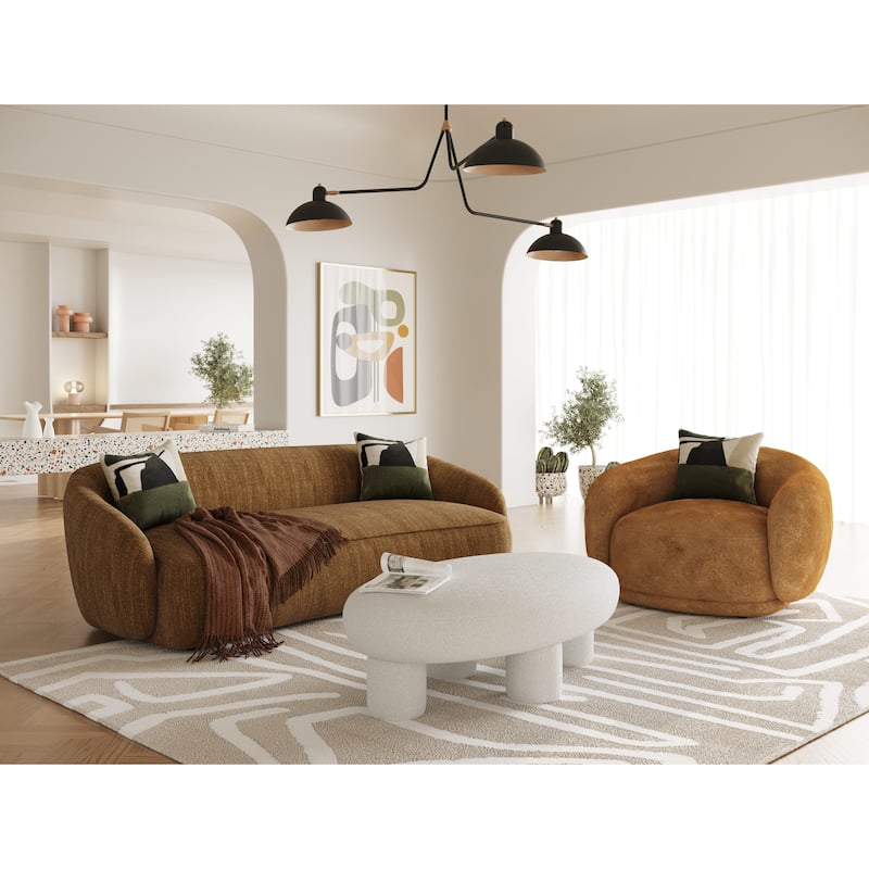 Divani Casa Norris Modern Mustard Fabric Sofa