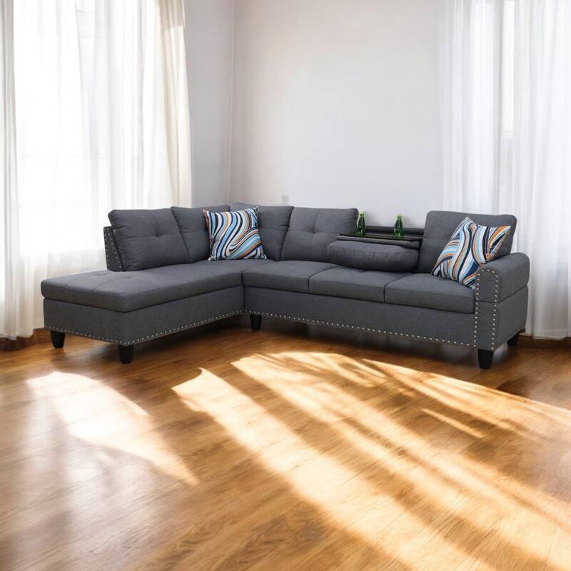 KISRAIS 97.5" Wide 2-Piece Upholstered Sectional Sofa Set for Small Space