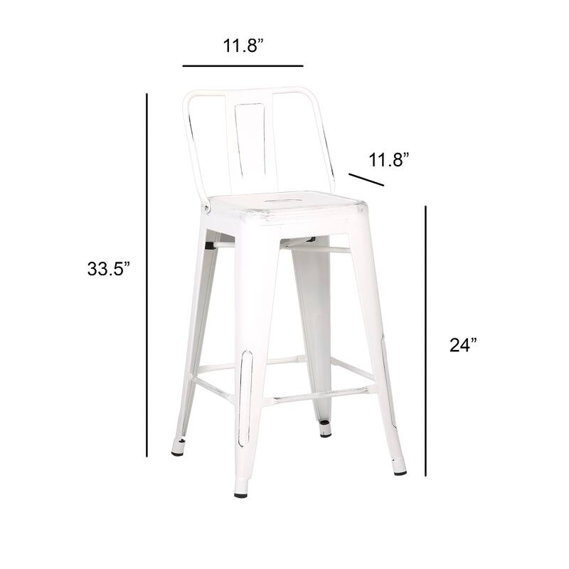 AC Pacific 24 Inch Metal Barstool Set of 2