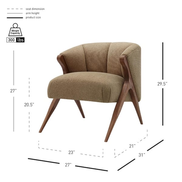 dimension image slide 1 of 4, NPD Furniture Florence Vintage Mid Century Low profile Accent Chair
