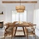 preview thumbnail 3 of 12, Ravy Farmhouse 6-Light Drum Rattan Chandelier Coastal Natural Pendant Light for Kitchen Dining Room - D 26" x H 15.7"