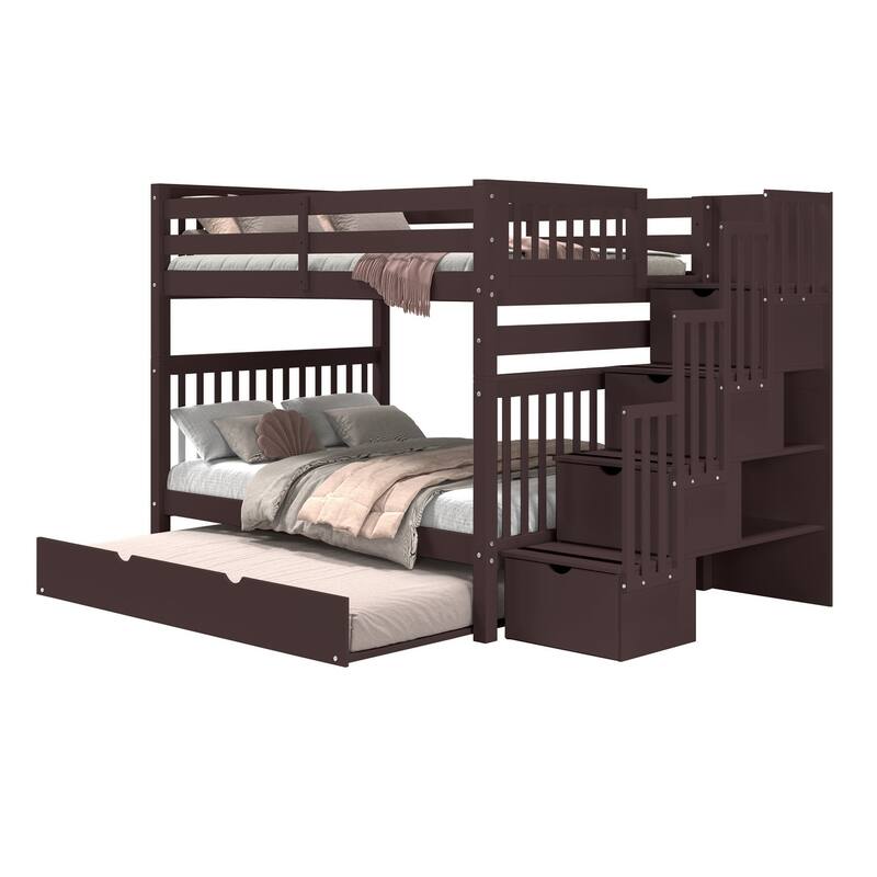 Taylor & Olive Trillium Full over Full Stairway Bunk Bed, Full Trundle