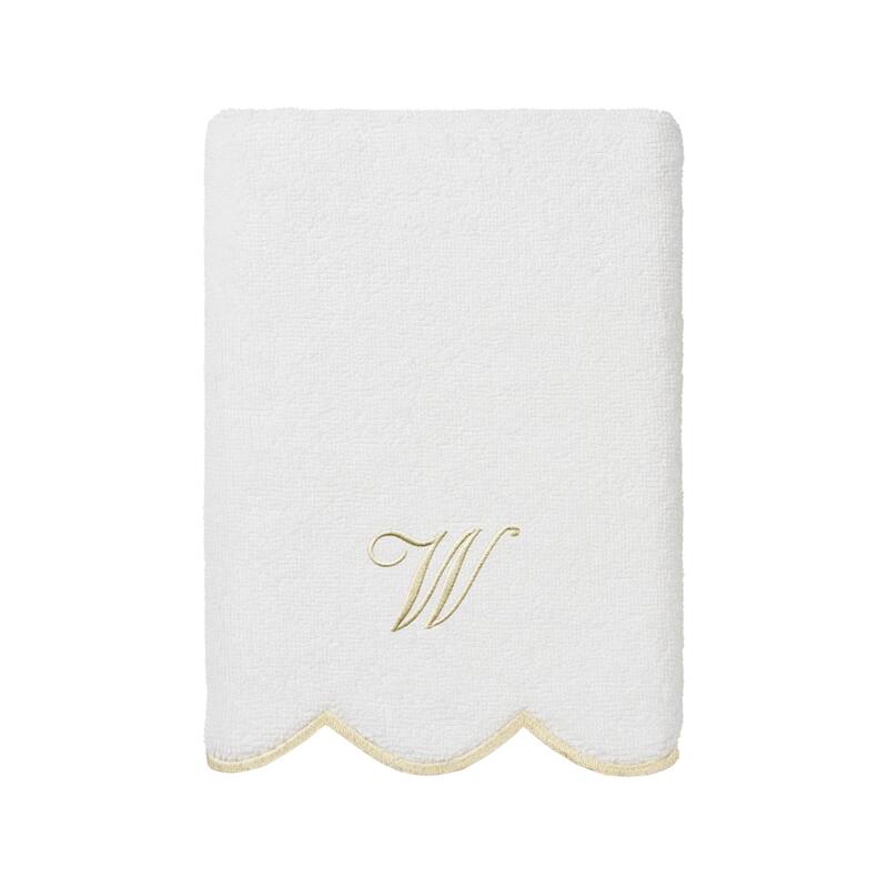 Authentic Hotel and Spa 100% Turkish Cotton Beige ADORNIA Scallop Personalized 3 Piece Towel Set - 3 Piece Set
