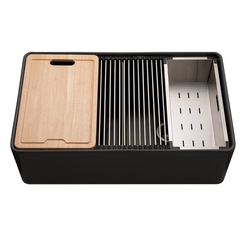 Houzer PTW-3320SD Aspire 33" Farmhouse Double Basin Fireclay Kitchen