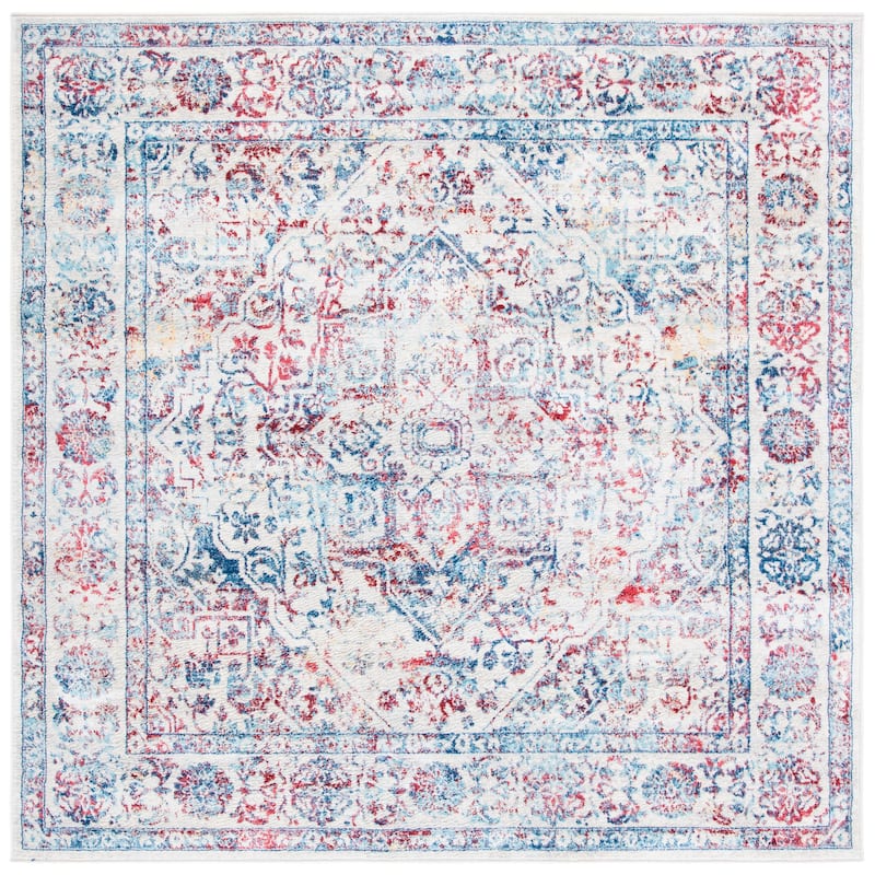 SAFAVIEH Brentwood Þordis Oriental Medallion Rug - 6'7" Square - Ivory/Blue