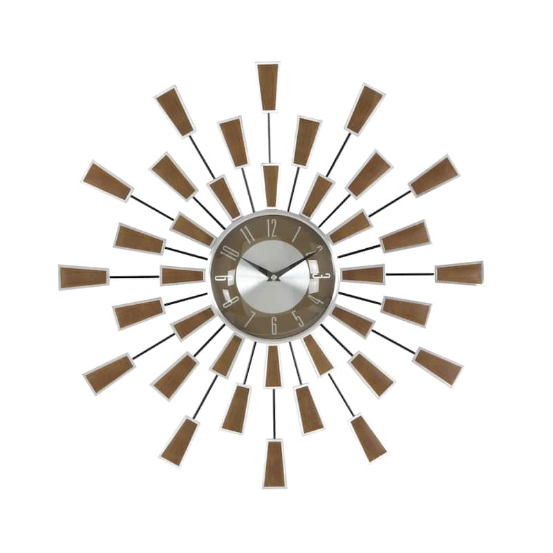 Gold / Copper / or Silver Iron Metal Starburst Sun Glam Wall Clock