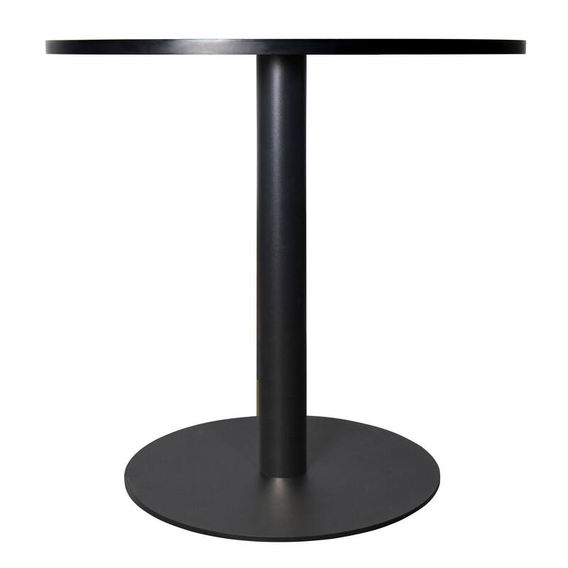 Vail Round Dining Table with 27 in. MDF Tabletop in Black Stainless Steel Round Pedestal Base with Gold Accent Kitchen Table