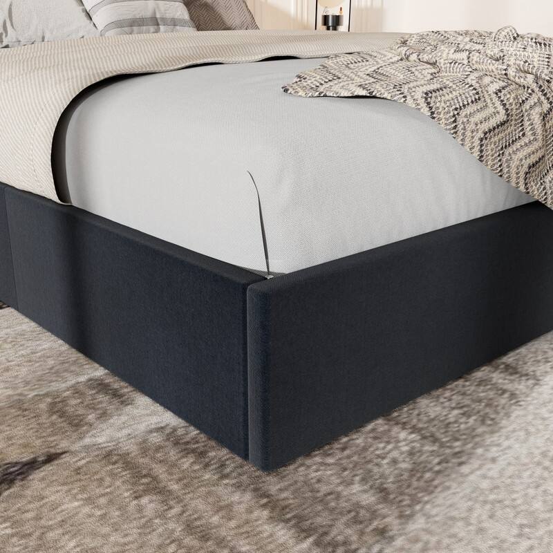 Modern Upholstered Lift-Up Storage Platform Bed with Headboard