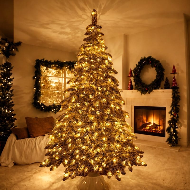 7.5ft Artificial Christmas Tree with 400 LED Lights and 1050 Bendable Branches Holiday Decoration