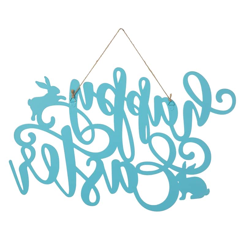 Glitzhome 18"L Metal Happy Easter Door Hanger Wall Decor