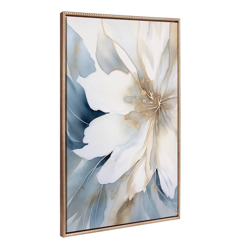 Sylvie Beaded Glam Floral Framed Canvas by Creative Bunch Studio - 31.5x41.5 - Gold