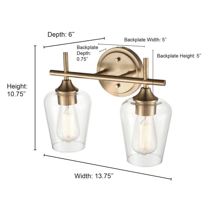 Millennium Lighting Ashford 2 Light Bathroom Vanity Fixture in Multiple Finishes with Clear Glass Shades