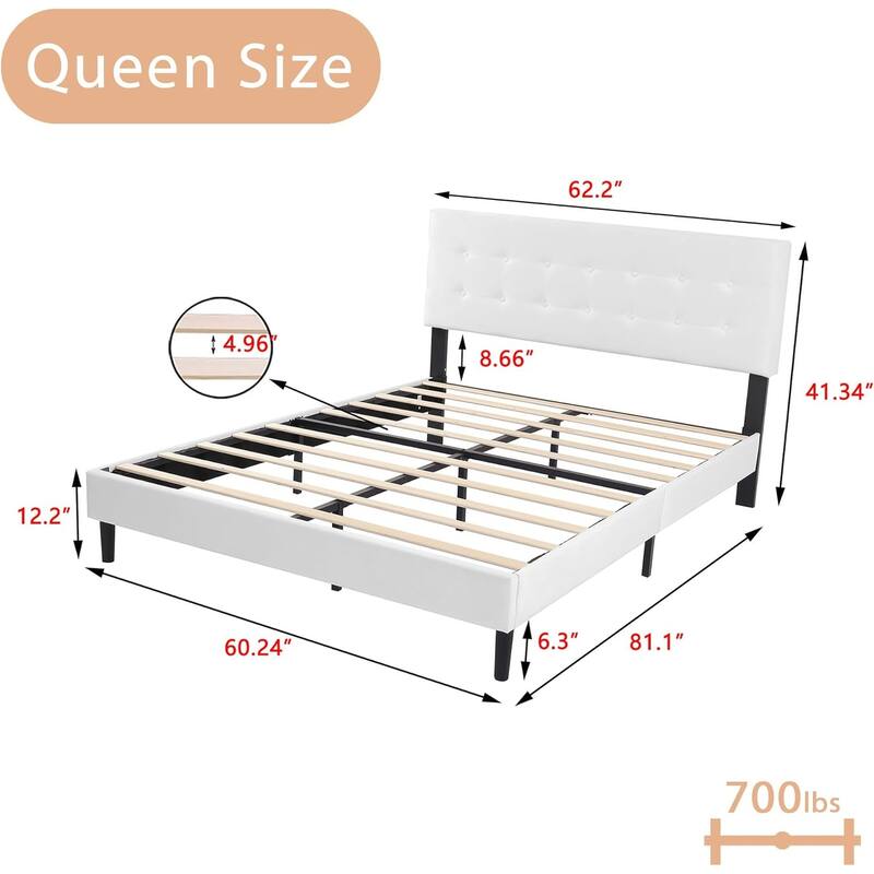 Alazyhome Square Tufted Upholstered Platform Bed Frame