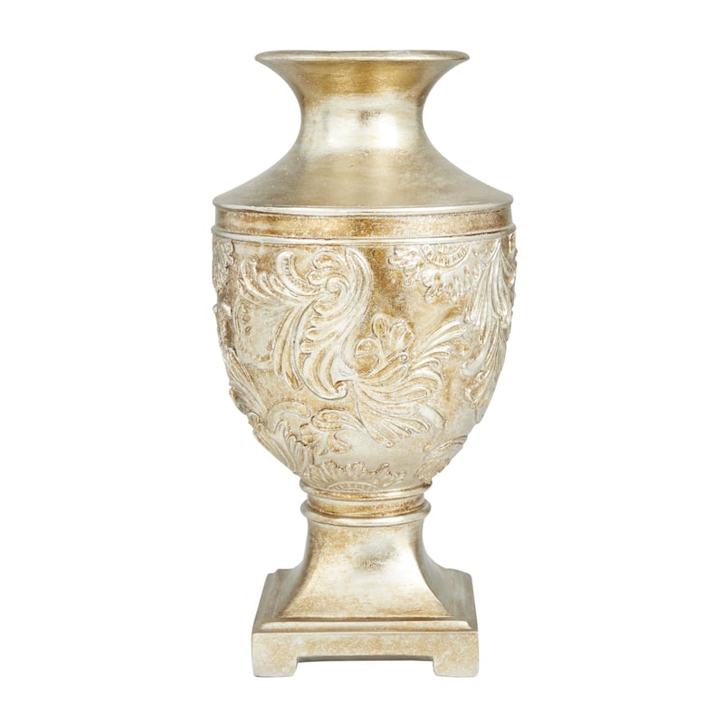 Polystone Carved Decorative Vase - Gold - Roche River Decor